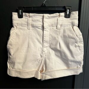EXPRESS shortie extreme high rise paper bag waist shorts in cream Size 2 Summer